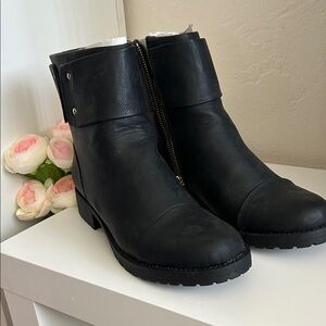 Elegant Black Leather Ankle Booties